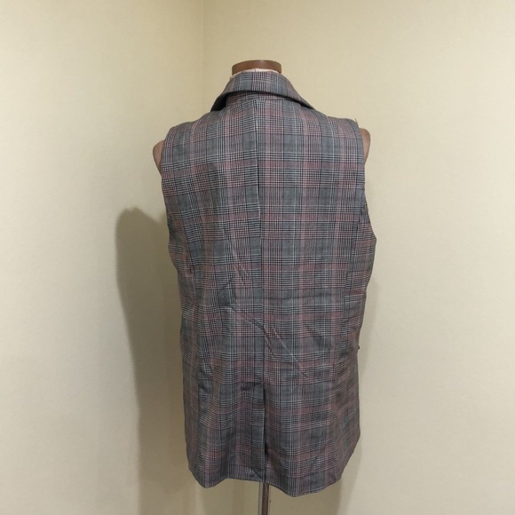 NWT Rachel Zoe Vest Size Large White Black Red Houndstooth - Picture 5 of 9